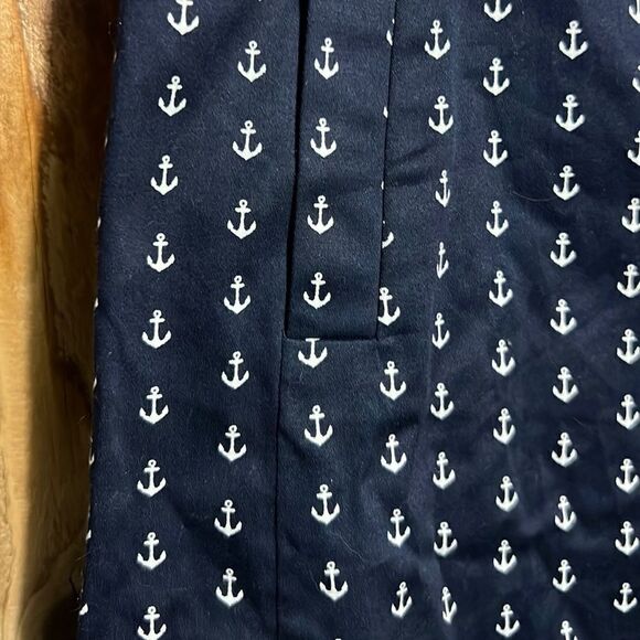 J. Crew skirt cotton blend pockets navy white anchors 6 FIRM on PRICE - Picture 2 of 5